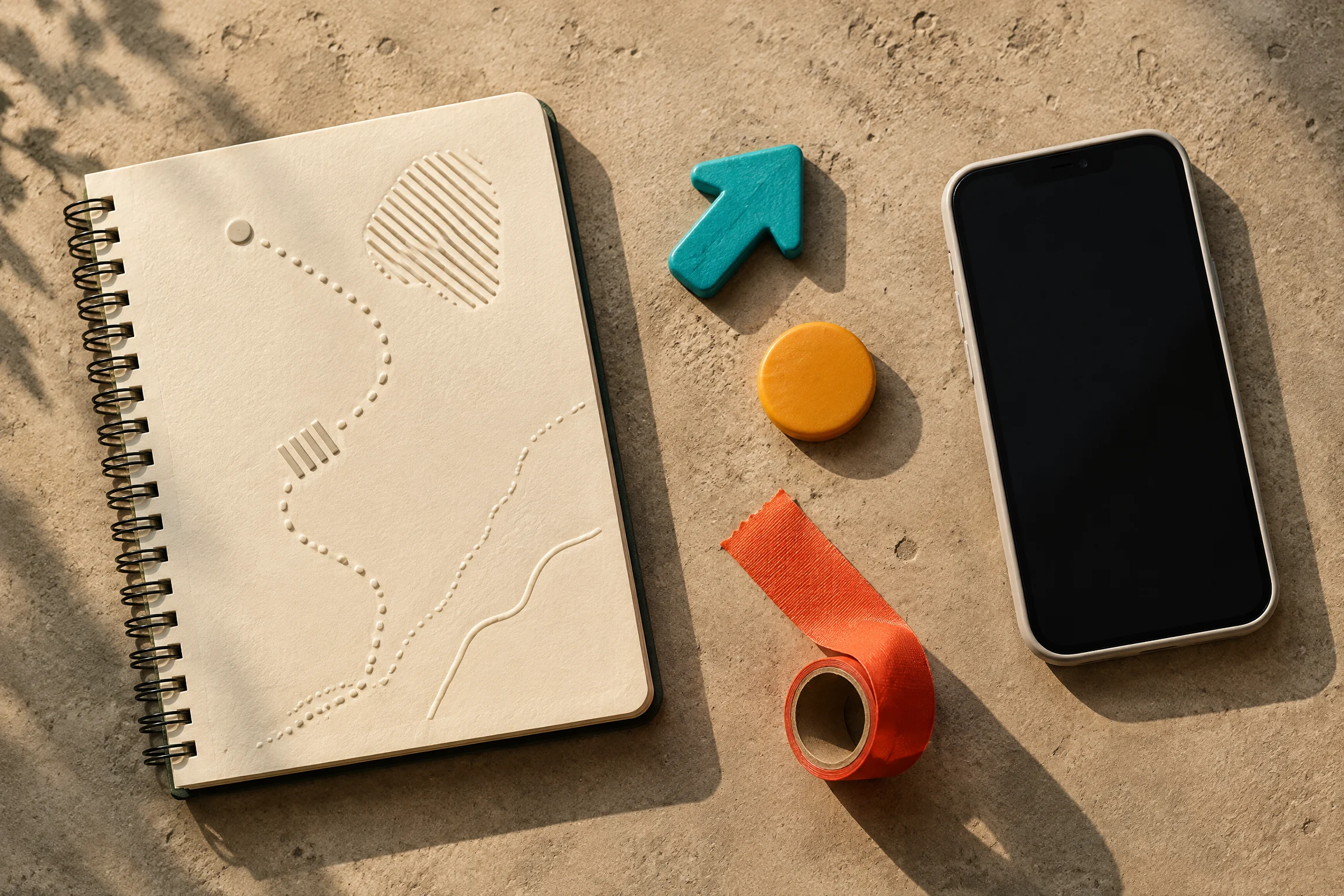 Mobile field notebook and directional token objects